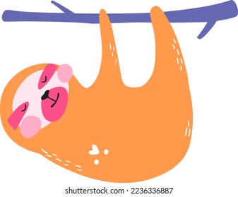 Cute Valentines Day illustration sloth. Valentines art for posters, greeting cards, flyers, labels, banners, invitations.