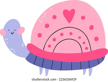 Cute Valentines Day illustration turtle. Valentines art for posters, greeting cards, flyers, labels, banners, invitations.