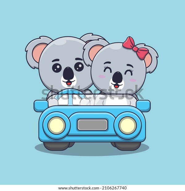 Cute Valentine\'s day\
koala couple on car