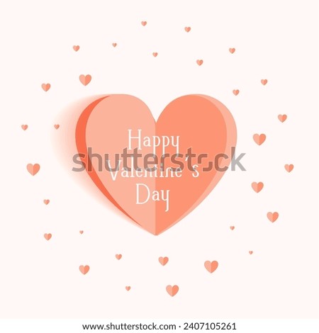 cute valentines day love heart background in papercut style vector