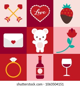 Cute Valentine's Day and love related icons.