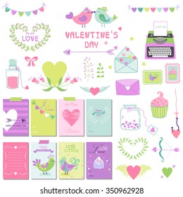 Cute Valentine's Day and Love Set - for design, scrapbooking  in vector 