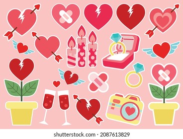 cute valentine's day objects vector 