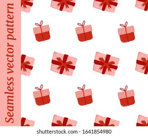 Cute Valentine's Day pattern, romantic backgrobnd with gifts and surprise. Elements for print, textile, book, postcard, stickers. Vector illustration