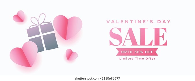 cute valentines day sale banner with offer details