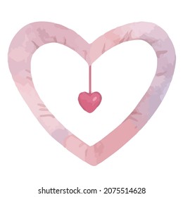 cute Valentine's Day vintage illustration with pink, purple violet hearts (isolated element). Be my Valentine post card. Good for invitations, print, gift wrapping paper, packaging. 