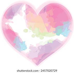 Cute valentine's day watercolor colorful heart valentine