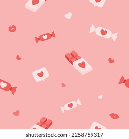 Cute Valentines elements seamless pattern