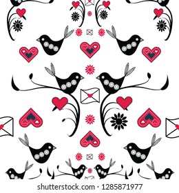 Cute valentines seamless pattern background. Perfect for valentines, gift wrapping or textile projects. 
