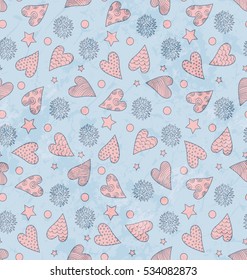 Cute Valentine's Seamless Pattern With Hearts