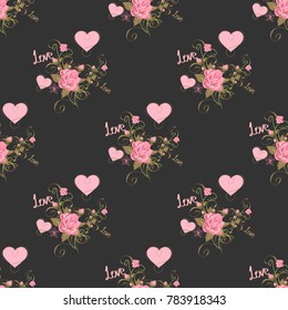 Cute valentine's seamless pattern with hearts