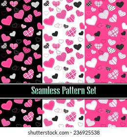 Cute valentine's seamless tile pattern swatches and hearts  Vector