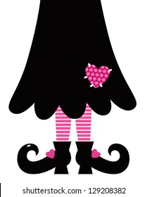 Cute Valentines Witch legs isolated on white