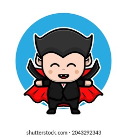 Cute vampire Cartoon Vector Icon Illustration. Halloween illustration Concept