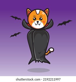 cute vampire cat flying towards you on halloween day