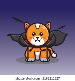 Cute Vampire Cat On Halloween