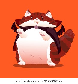 Cute Vampire Cat Vector Illustration 