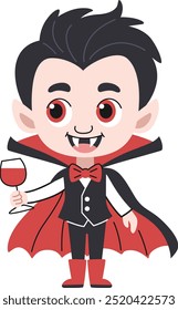 Personaje lindo de Halloween para niños vampiros. Estilo de dibujos animados. El fondo blanco.