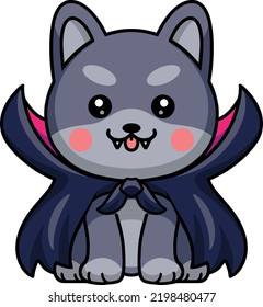 Cute vampire dog - halloween - cartoon character - vector illustration