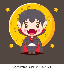 Cute vampire Dracula chibi character illustration