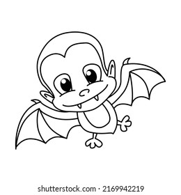 Cute vampire, draculla cartoon coloring page illustration vector. For kids coloring book.