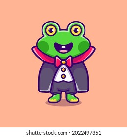 cute vampire frog cartoon illustration