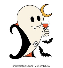 Vampiro lindo fantasma que sostiene el vaso de vino