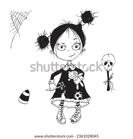Cute vampire girl for Halloween. Vector illustration.