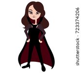 Cute vampire girl vector illustration. Cartoon halloween icon, nice lady in vampire costume isolated on white