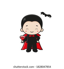 Cute vampire mascot character illustration. Design isolated on white background.