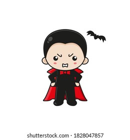 Cute vampire mascot character illustration. Design isolated on white background.