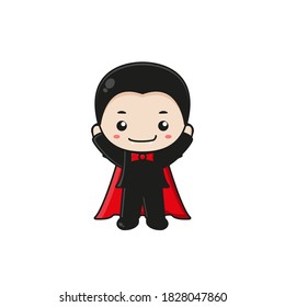 Cute vampire mascot character illustration. Design isolated on white background.