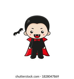 Cute vampire mascot character illustration. Design isolated on white background.
