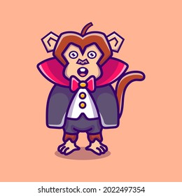 cute vampire monkey cartoon illustration