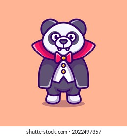 cute vampire panda cartoon illustration