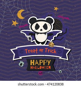 Cute Vampire Panda Halloween decoration, poster, card, wallpaper.