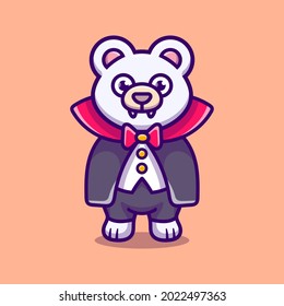 cute vampire polar bear cartoon illustration