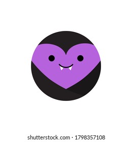 Cute vampire round vector illustration icon. Scary, spooky halloween circle character head. Isolated.