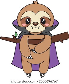 Cute vampire sloth vector illustration