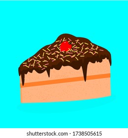 cute vanila dessert doodle icon Eps 10 vectors. healthy dessert for daily meal. pastry with melting chocolate cream and cherry fruit on it