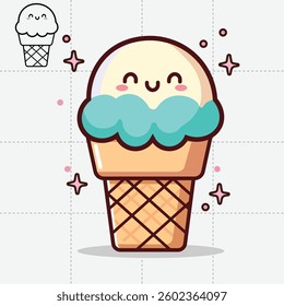 Cute vanilla blue ice cream come in black and white also color