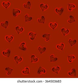 Cute variations red hearts pattern, vector illustration