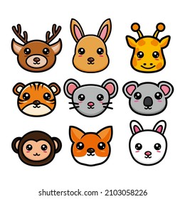 Cute various animal mascot cartoon character design