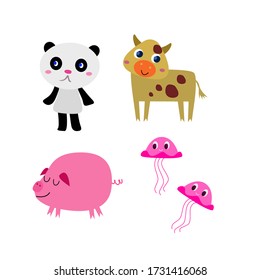 CUTE VARIOS ENVASES DE ANIMALES EN BLANCO