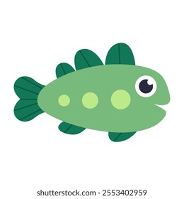 Cute various cartoon fish, digital art illustration.