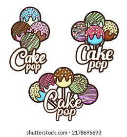 Cute Various Color Cake Pop Logo Set