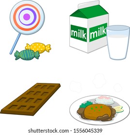 Cute various objects on white background