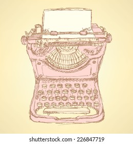 Cute vecto rtype machine,  sketch background in vintage style