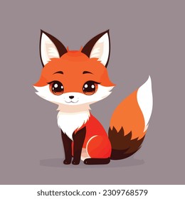 Cute vector adorable fox illustation