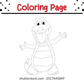 Cute vector Alligator. Vector cartoon animals. Vector illustration for children. Coloring book